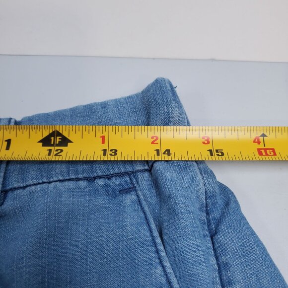 Loft High Waisted Baggy Wide Shorts Women Size 6 Denim Finish Linen Blend - Picture 8 of 10